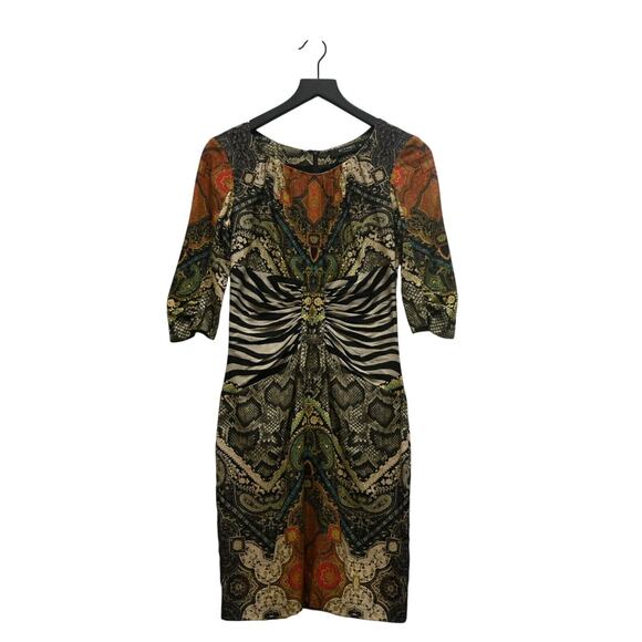 Etro Multi Print Sheath Dress IT 40 US Small Snake Paisley Green Orange Black - Picture 1 of 11